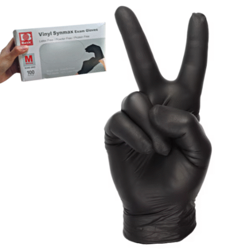 Caja 100 guantes de vinil negro libre de latex desechables