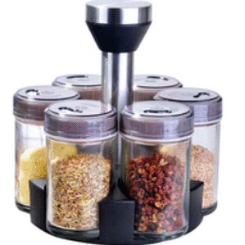 Especiero giratorio Porta Frascos Vidrio Cocina Organizador Plata