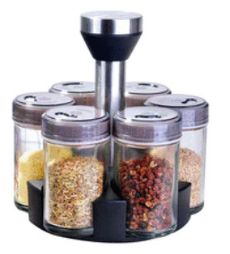 Especiero giratorio Porta Frascos Vidrio Cocina Organizador Plata