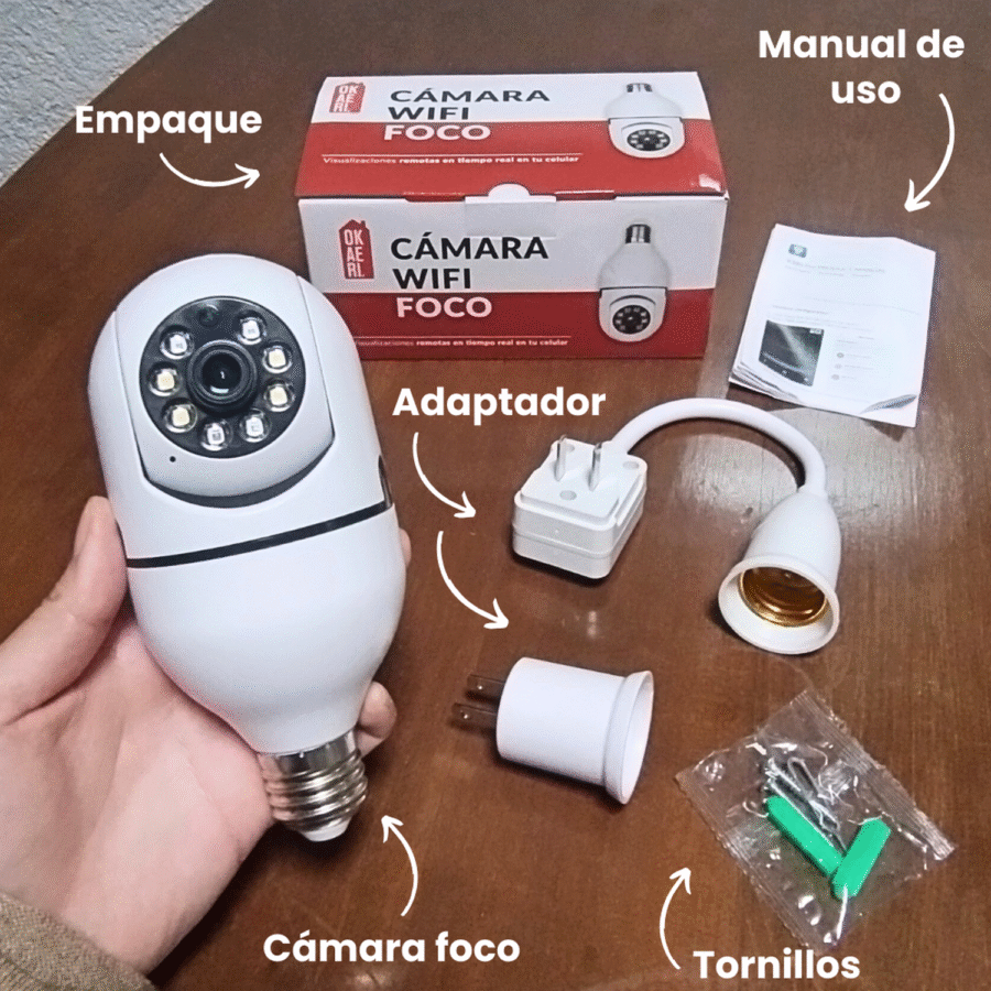 Cámara Vigilancia Foco Wifi Hd Exterior Interior App V380 - Image 7