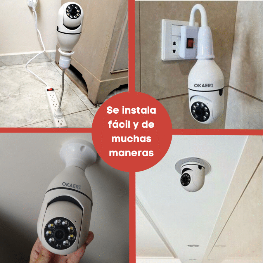 Cámara Vigilancia Foco Wifi Hd Exterior Interior App V380 - Image 2