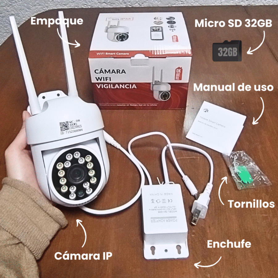 Kit Cámara De Seguridad Wifi IP + Tarjeta De Memoria 32GB - Image 6