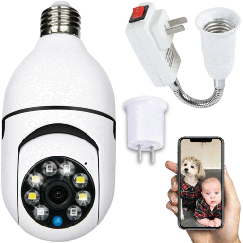 Cámara Vigilancia Foco Wifi Hd Exterior Interior App V380
