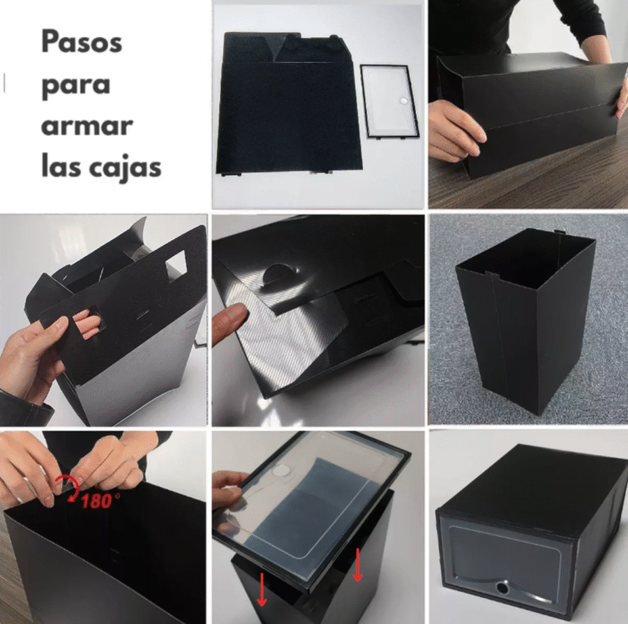 Pack 6 X Caja Organizador Negra Apilable Decorativa - Image 2