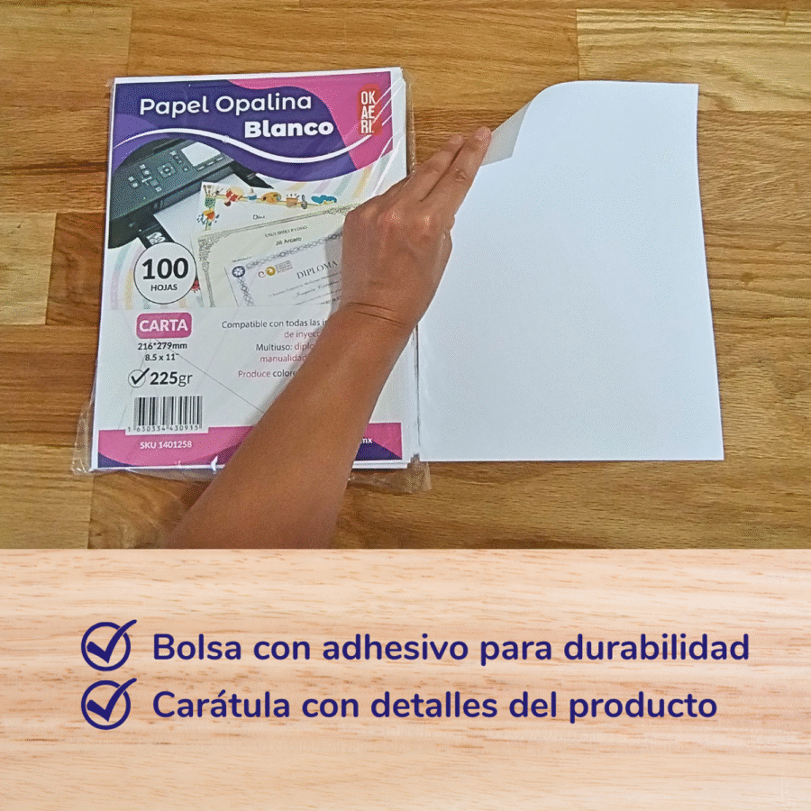 Papel Opalina Gruesa 100 Hojas Blancas 225g Carta Paquete Blanco - Image 5