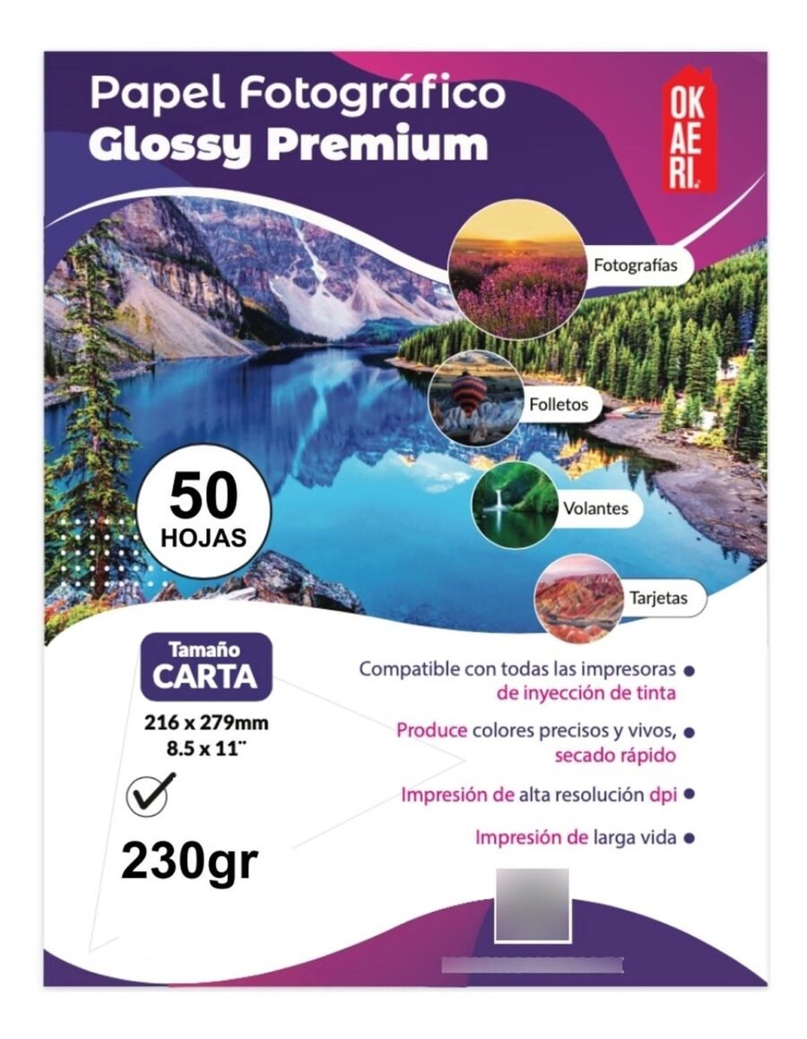 Papel Fotográfico Carta Brillante 230g Foto Glossy Hojas - Image 6