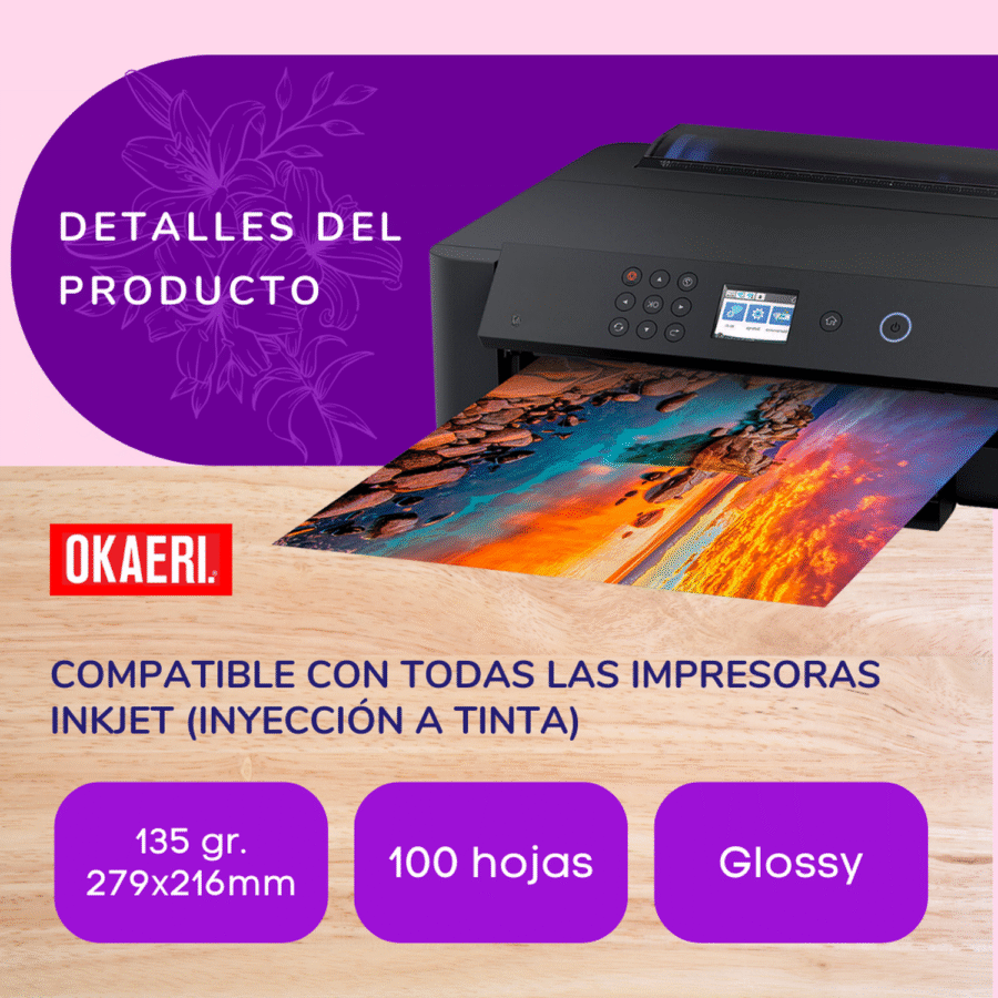 Papel Extra Adhesivo Carta 135g 50 Hojas Secado Rápido Pack - Image 3