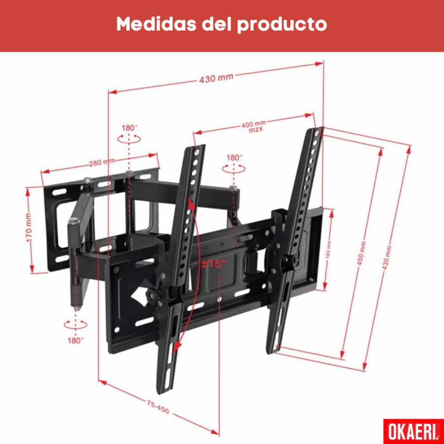 Soporte Para Pantalla Doble Brazo Tv 40-80 Monitor Tele Muro VESA - Image 5
