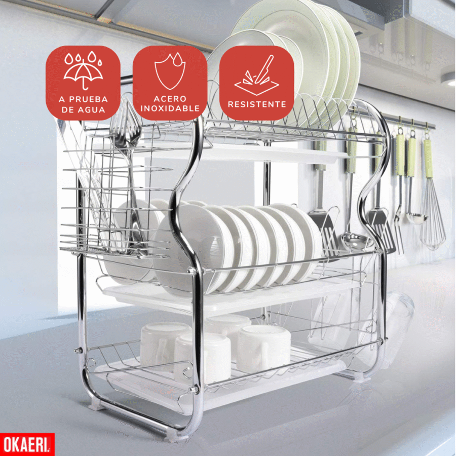 Escurridor De Trastes 3 Pisos Organizador Platos Porta Traste Cocina - Image 5