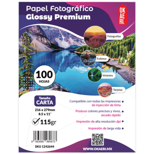 Papel Fotográfico Carta 100 Hojas Brillante 115g Foto Glossy