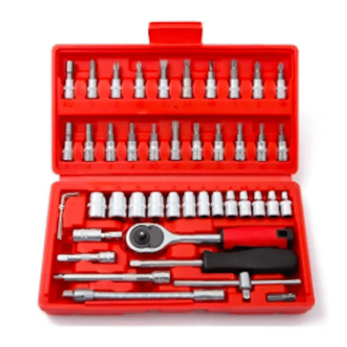 Kit Juego Dados 46 Herramientas Mecánicas Rojo Manuales