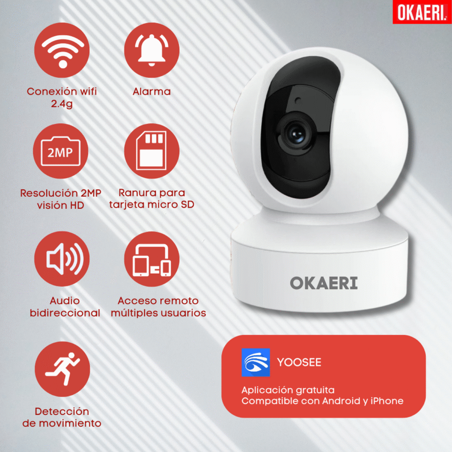 Cámara De Seguridad Wifi Vigilancia Interior Robot HD - Image 2