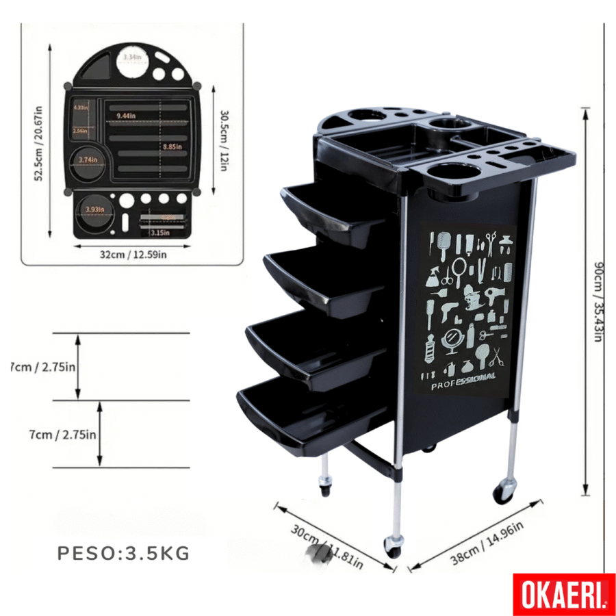Carrito Auxiliar Organizador Estética Salón Peluquería Mueble - Image 4