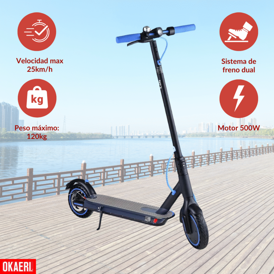 Scooter Eléctrico Patín Plegable Todo Terreno 500W OKAERI - Image 2