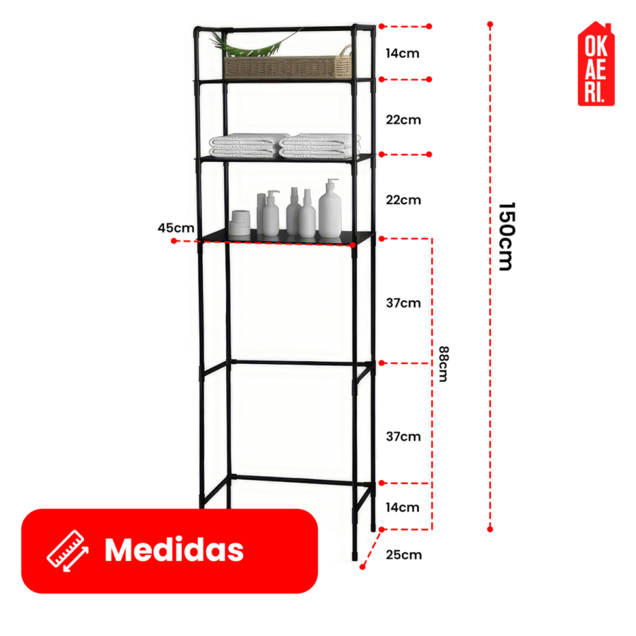 Rack Organizador De Baño OKAERI Estante Inodoro Sanitario Regadera - Image 2