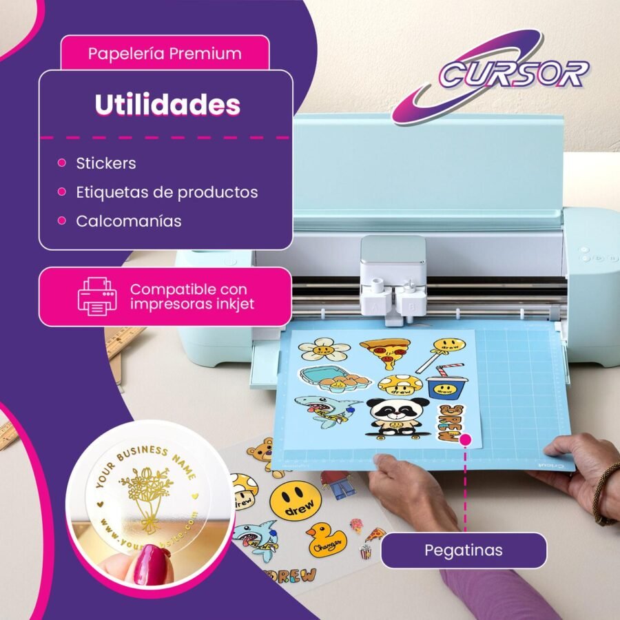 Papel Vinilo Adhesivo Semi Transparente CURSOR 30 Hojas Carta Inkjet - Image 3