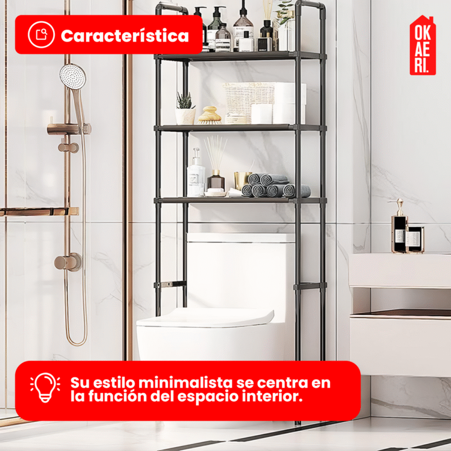 Rack Organizador De Baño OKAERI Estante Inodoro Sanitario Regadera - Image 4