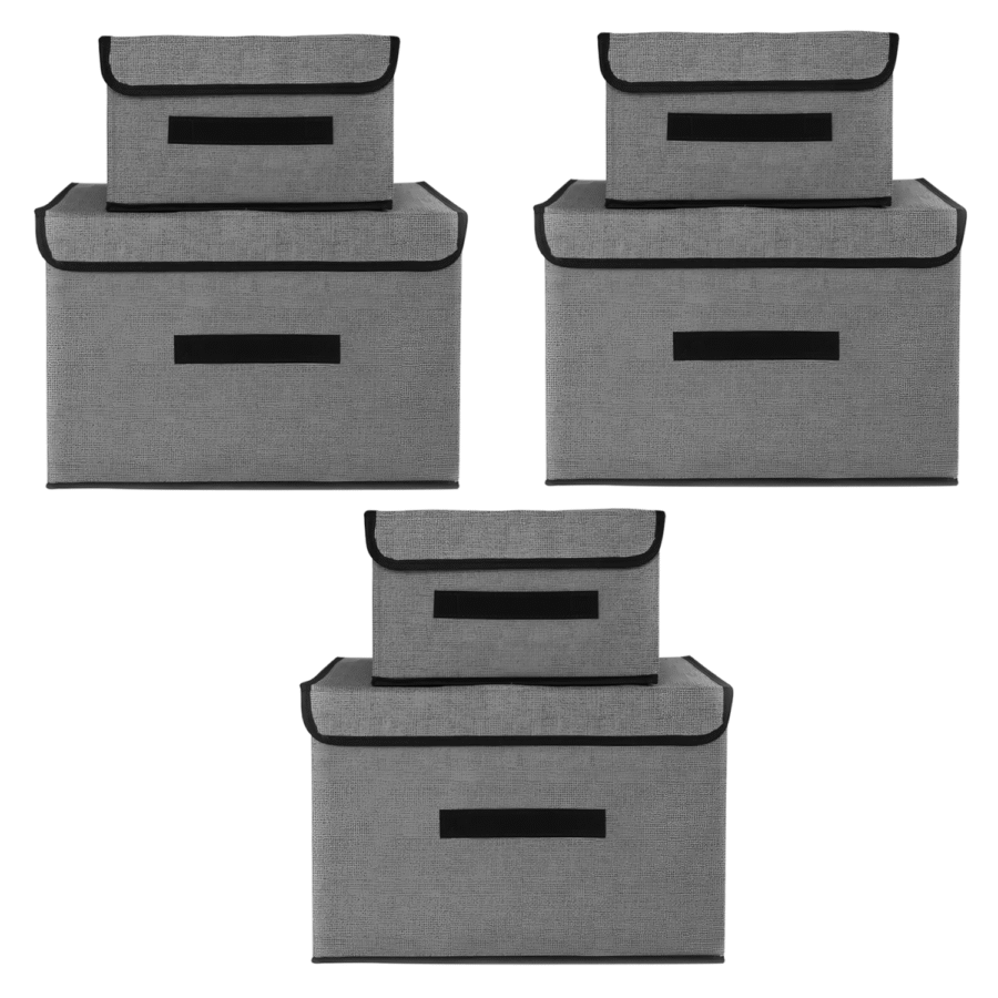 6 Cajas Organizadoras Con Tapa OKAERI Tela Almacenamiento Guardar Ropa Closet
