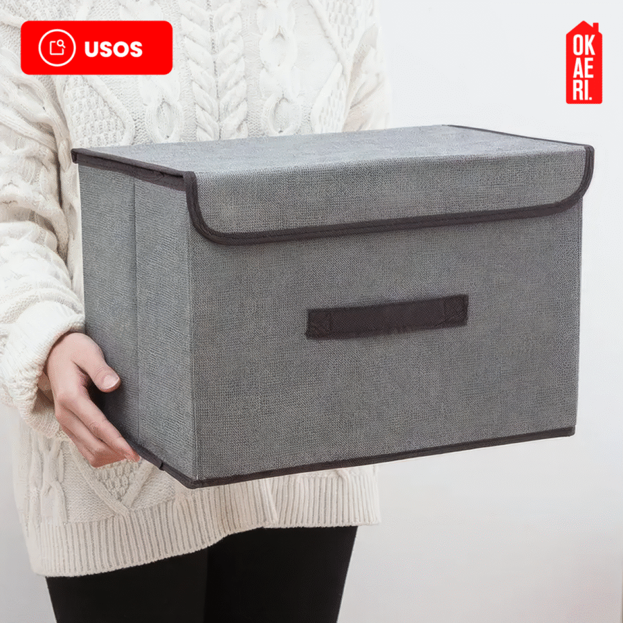 6 Cajas Organizadoras Con Tapa OKAERI Tela Almacenamiento Guardar Ropa Closet - Image 7