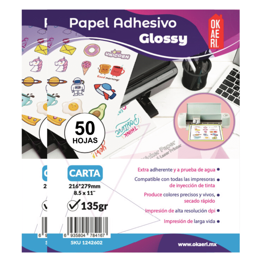 2 Paq Papel Adhesivo Fotográfico 100 Hojas CURSOR Carta 135g Brillante Blanco - Image 5