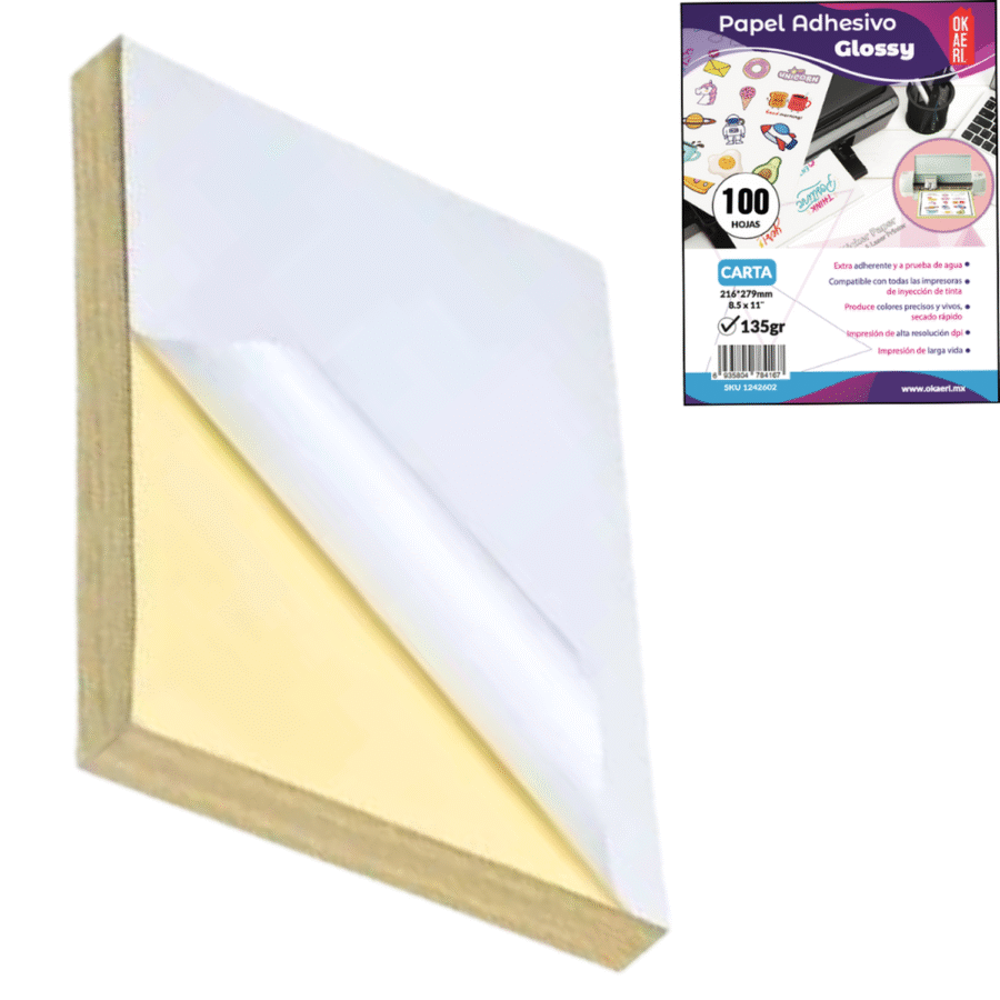 2 Paq Papel Adhesivo Fotográfico 100 Hojas CURSOR Carta 135g Brillante Blanco - Image 6