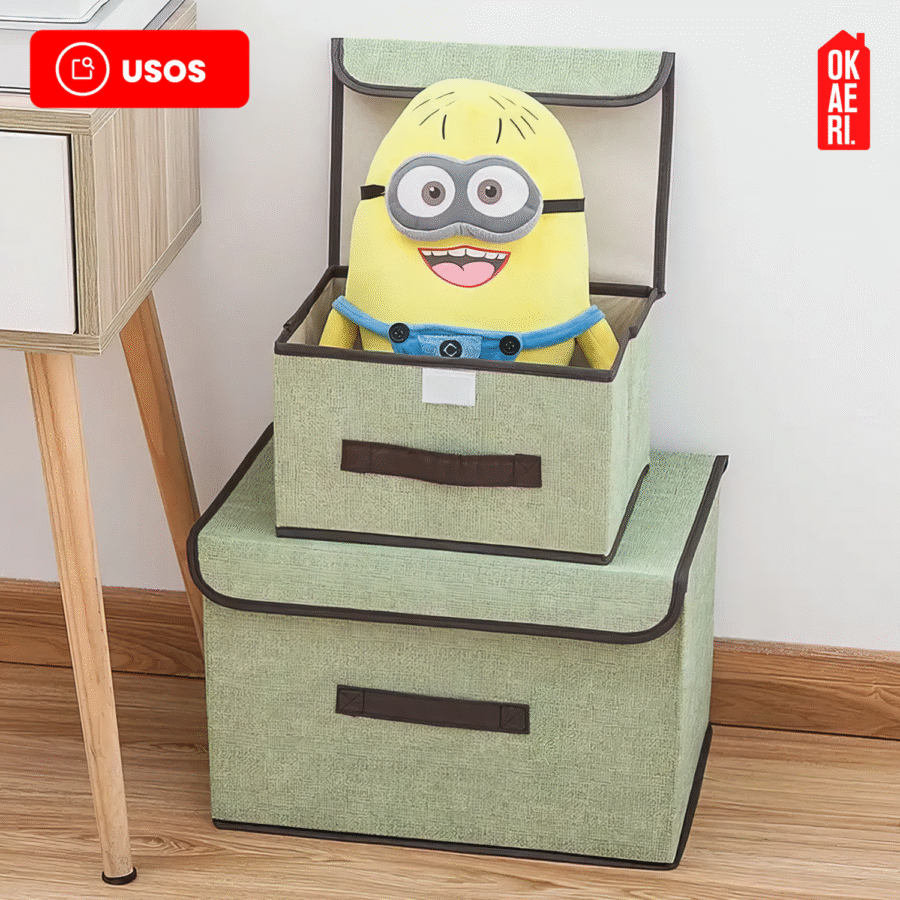 6 Cajas Organizadoras Con Tapa OKAERI Tela Almacenamiento Guardar Ropa Closet - Image 6