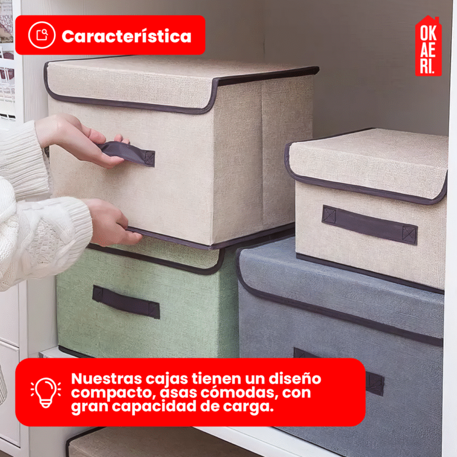 6 Cajas Organizadoras Con Tapa OKAERI Tela Almacenamiento Guardar Ropa Closet - Image 4