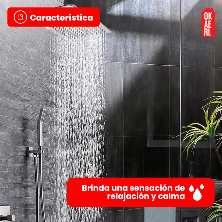 Regadera Cuadrada OKAERI 20x20cm Acero Inox Plateada Baño Ducha - Image 3