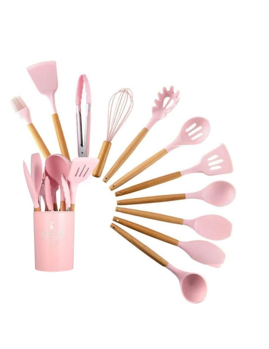 Utensilios Silicona Madera Set Cocina Juego Cucharas +regalo - Image 12
