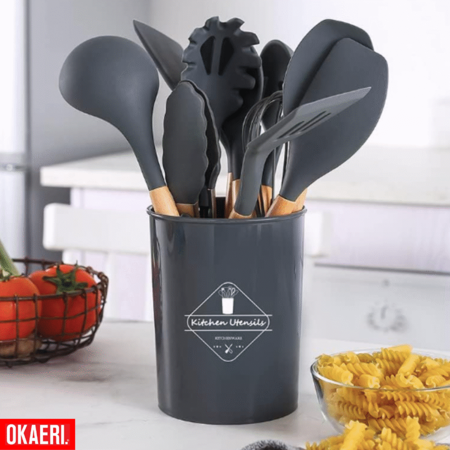 Utensilios Silicona Madera Set Cocina Juego Cucharas +regalo - Image 7