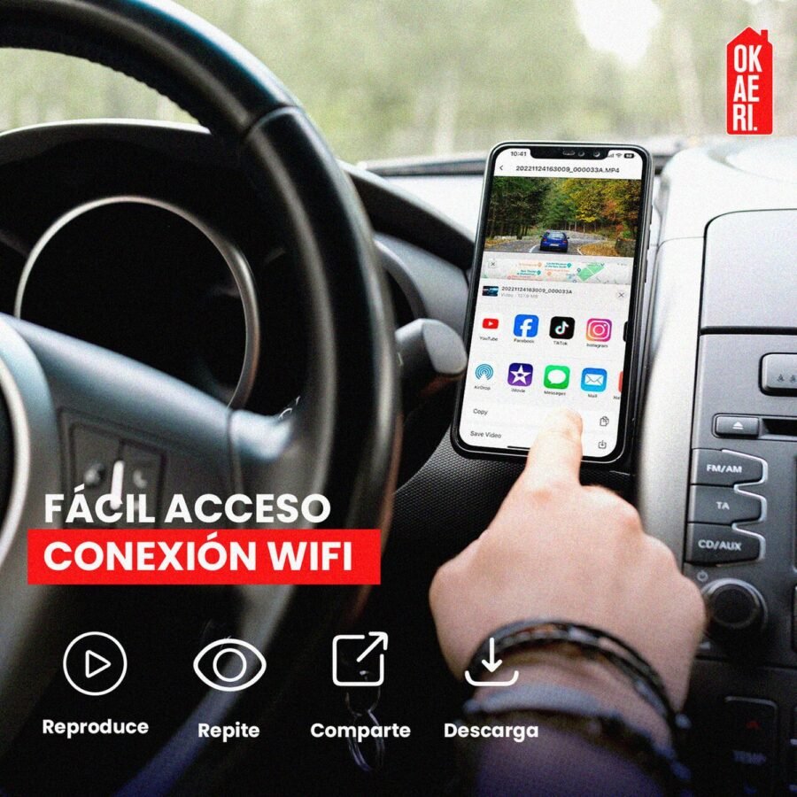 Cámara para Auto OKAERI 1080P HD Automóvil Dash Cam Reversa - Image 2