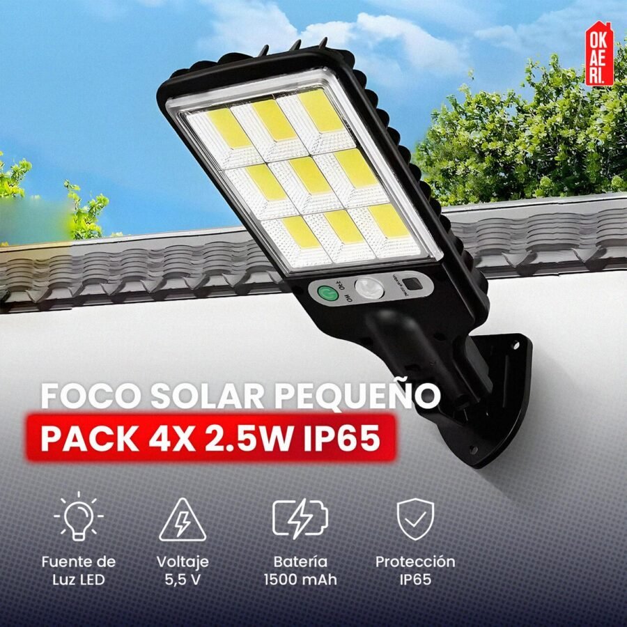 4pzs Lámpara Foco Solar LED OKAERI Foco IP67 Luz Exterior Jardín - Image 8