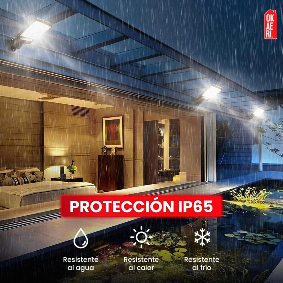 4pzs Lámpara Foco Solar LED OKAERI Foco IP67 Luz Exterior Jardín - Image 2