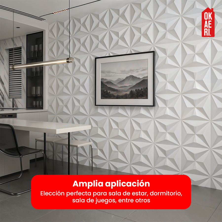 Panel Decorativo Geométrico OKAERI Pared 16pzs Impermeable 3D 30x30 - Image 8