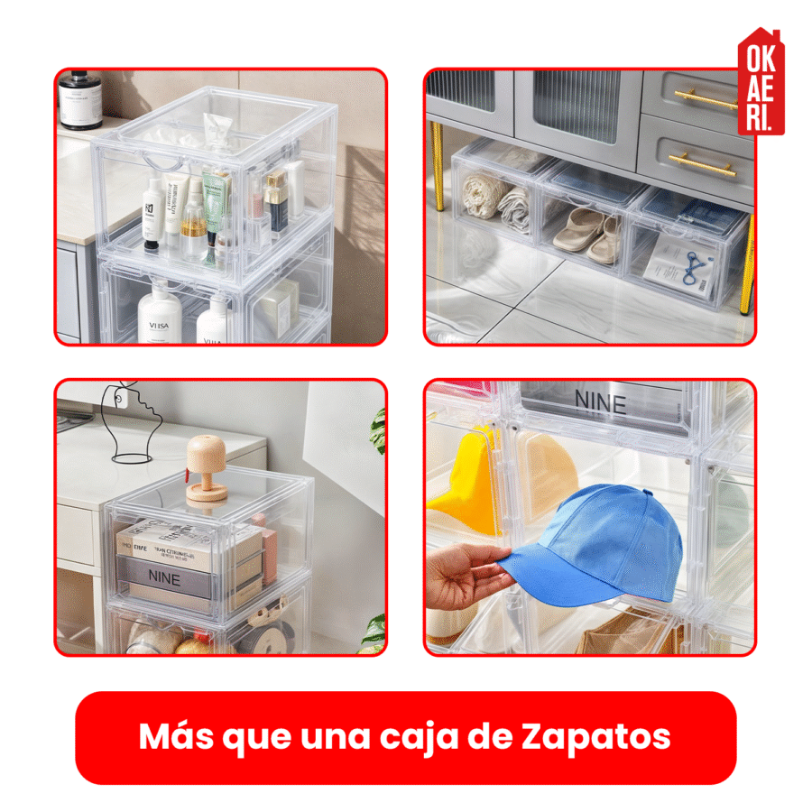 Zapatero Transparente OKAERI 10 Cajas de Zapatos Plástico Organizador Apilable - Image 4