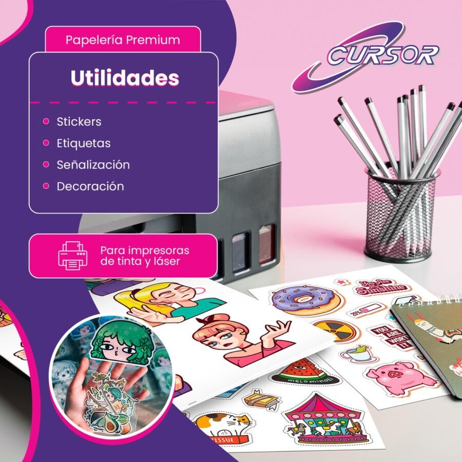 Papel Vinilo Adhesivo Blanco CURSOR 30 Hojas A4 Inkjet - Image 2