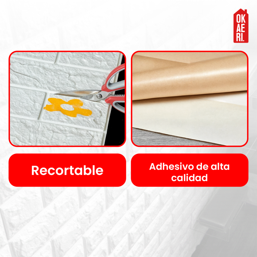 Paneles Decorativos Ladrillo OKAERI Pared 20pzs Adhesivo Impermeable 3D - Image 3