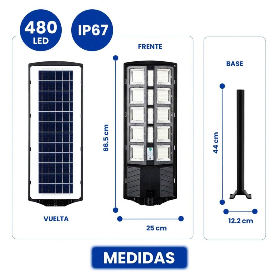 Lámpara Solar LED 800W OKAERI Foco IP67 Luz Exterior Jardín - Image 4