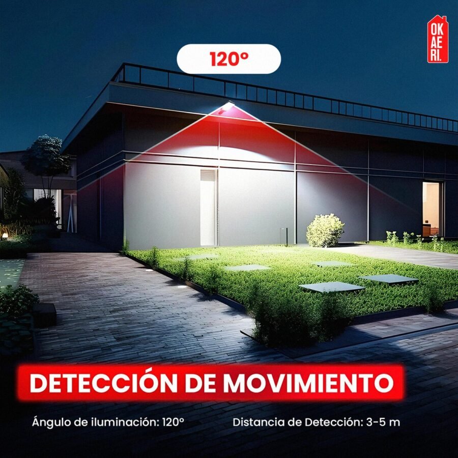 4pzs Lámpara Foco Solar LED OKAERI Foco IP67 Luz Exterior Jardín - Image 3