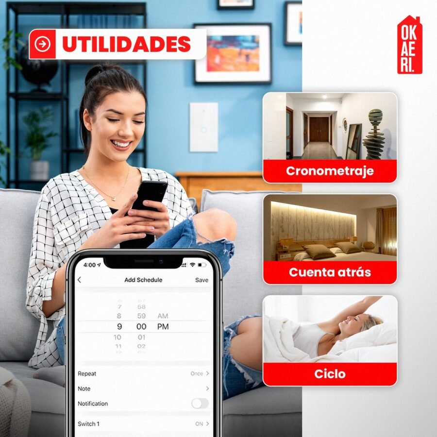 Interruptor Inteligente Wi-Fi OKAERI Compatible Alexa y Google Home APP Smart Life - Image 4