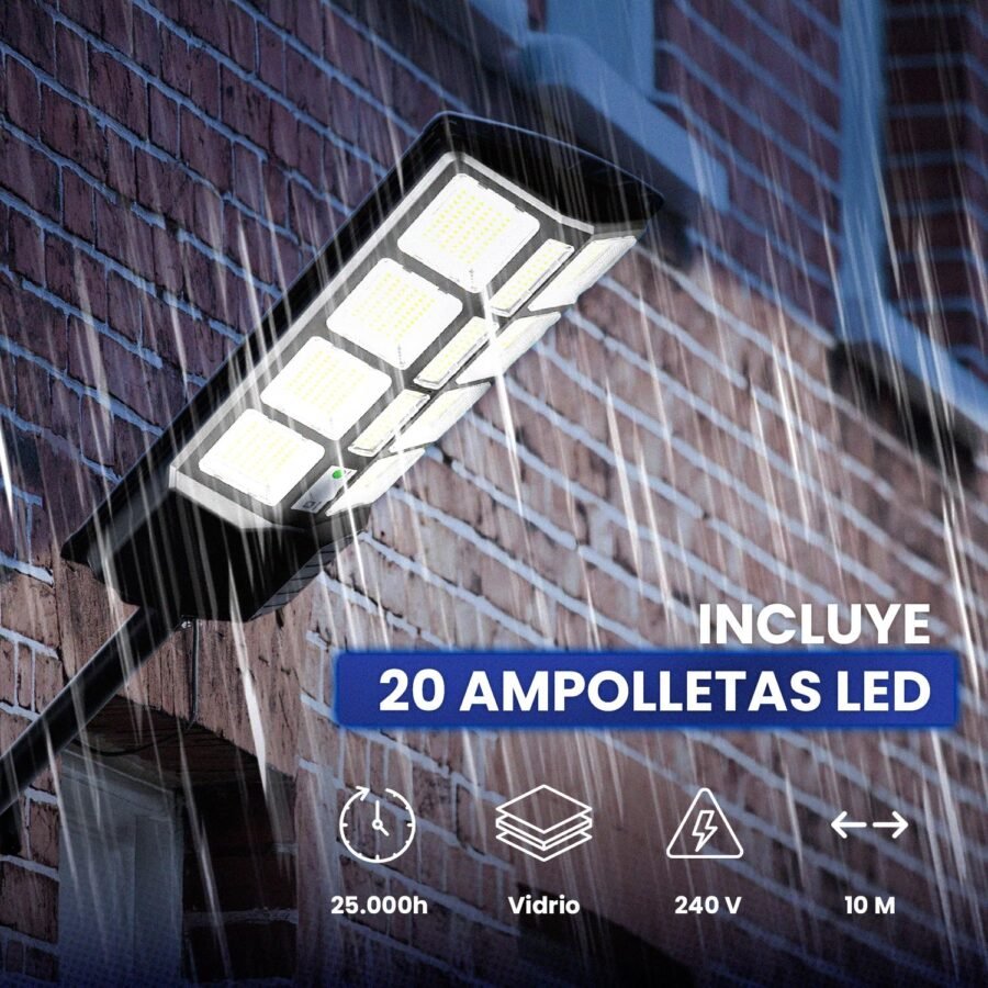 Lámpara Solar LED 800W OKAERI Foco IP67 Luz Exterior Jardín - Image 2