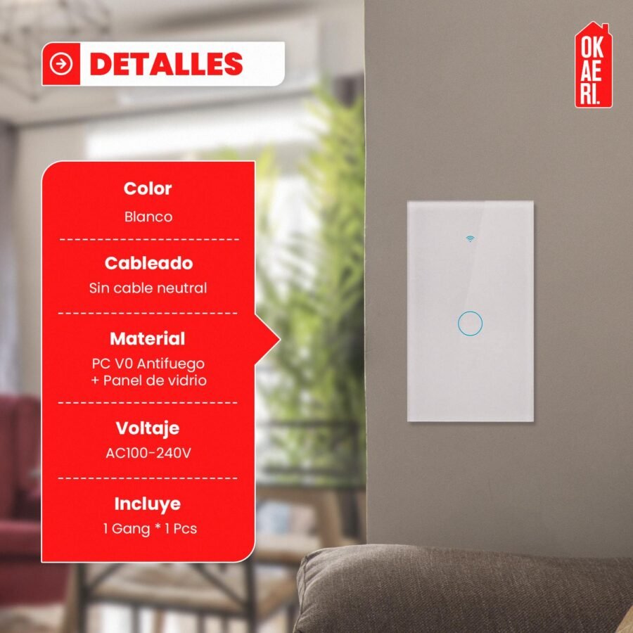 Interruptor Inteligente Wi-Fi OKAERI Compatible Alexa y Google Home APP Smart Life - Image 2