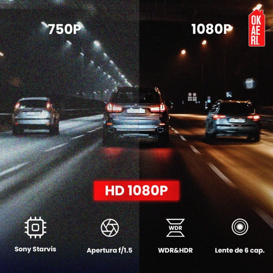 Cámara para Auto OKAERI 1080P HD Automóvil Dash Cam Reversa - Image 5