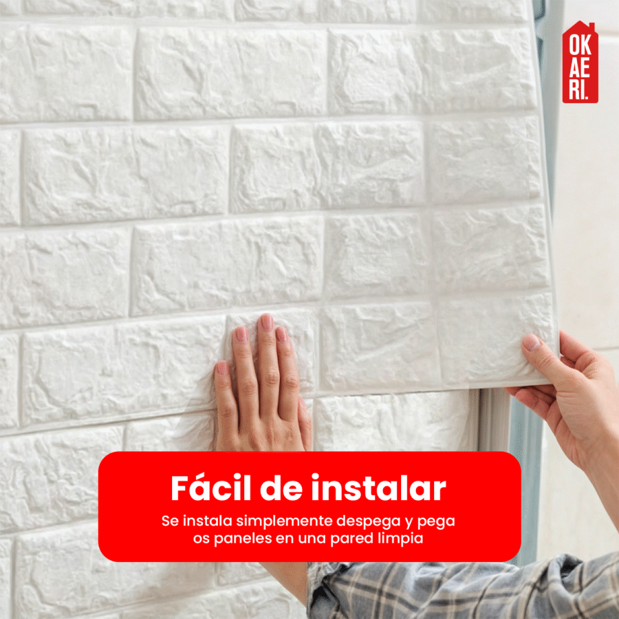 Paneles Decorativos Ladrillo OKAERI Pared 20pzs Adhesivo Impermeable 3D - Image 4