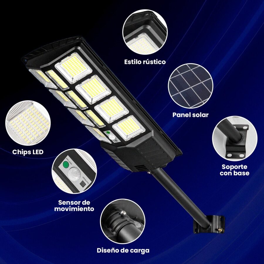Lámpara Solar LED 800W OKAERI Foco IP67 Luz Exterior Jardín - Image 5