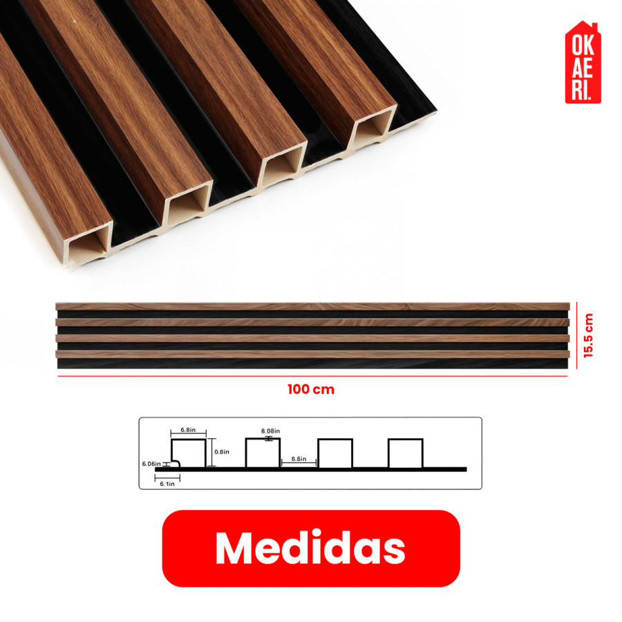Panel Decorativo WPC OKAERI Pared 12pzs 1mx16cm Color Madera Lambrin Acanalado - Image 5