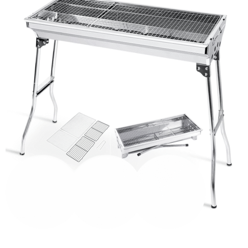 Asador Parrilla Portátil OKAERI Acero Inox Plegable Carbón BBQ Cocina Camping Grill