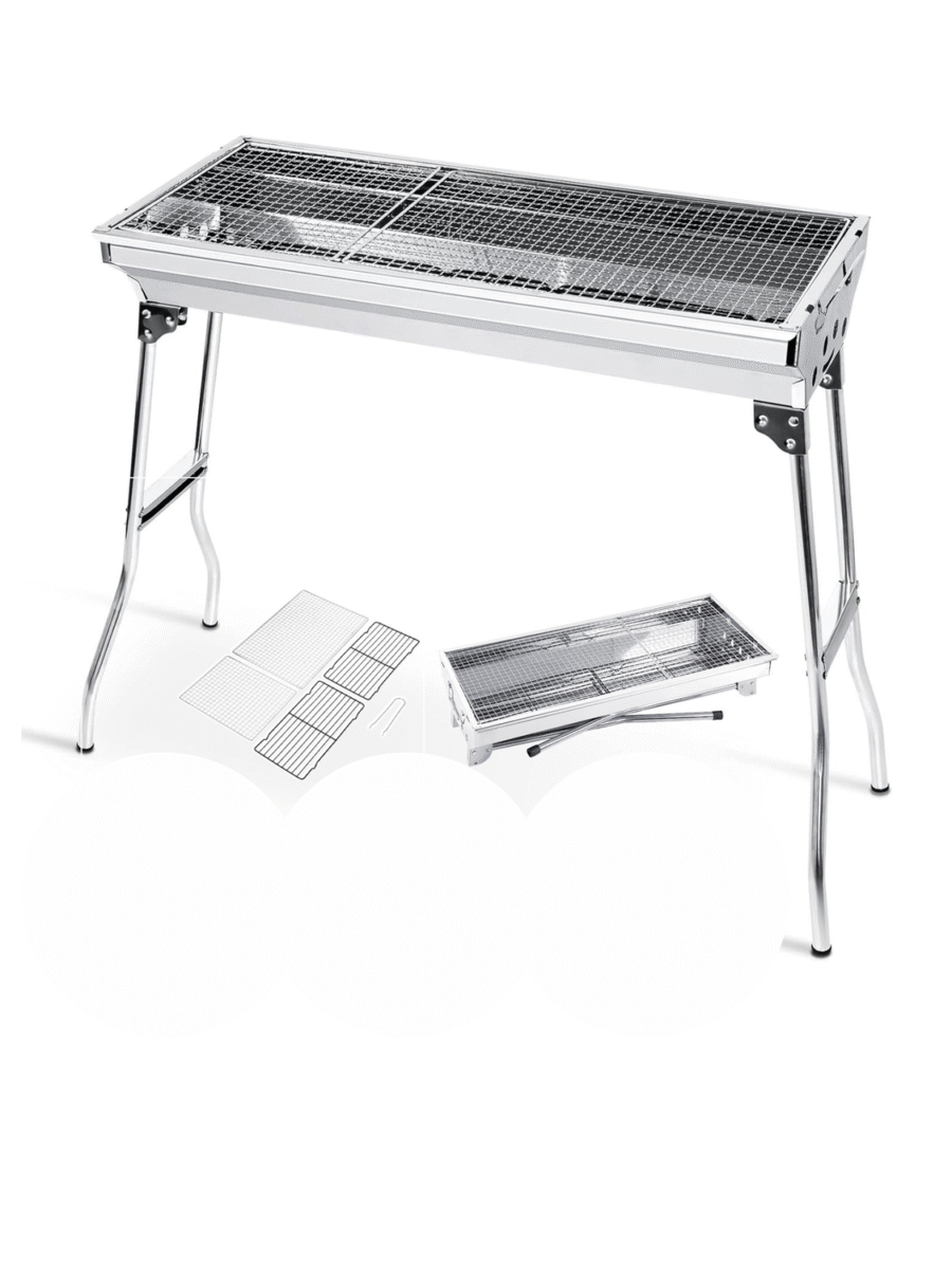 Asador Parrilla Portátil OKAERI Acero Inox Plegable Carbón BBQ Cocina Camping Grill