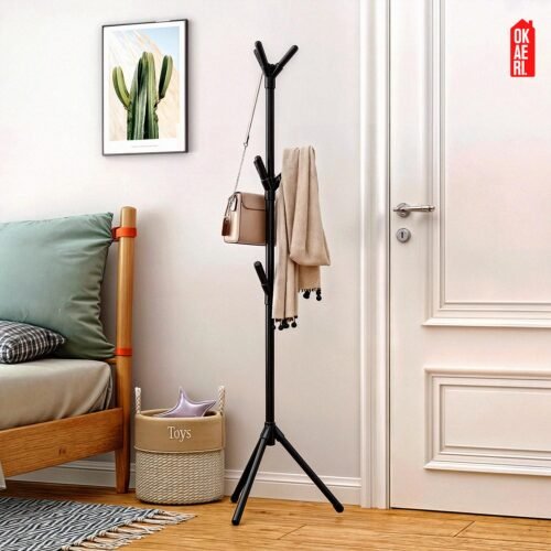Perchero De Piso Pie OKAERI Con Ganchos Plástico Organizador Ropa