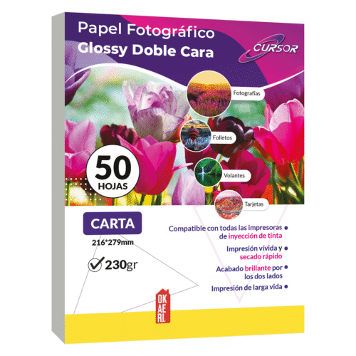 Papel fotográfico doble cara 230g CARTA 50 hojas Glossy CURSOR